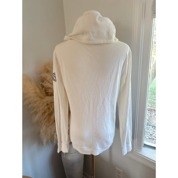Lauren Ralph Lauren Women’s White Rib Knit Thermal Funnel Neck Sweatshirt Large - Picture 6 of 8